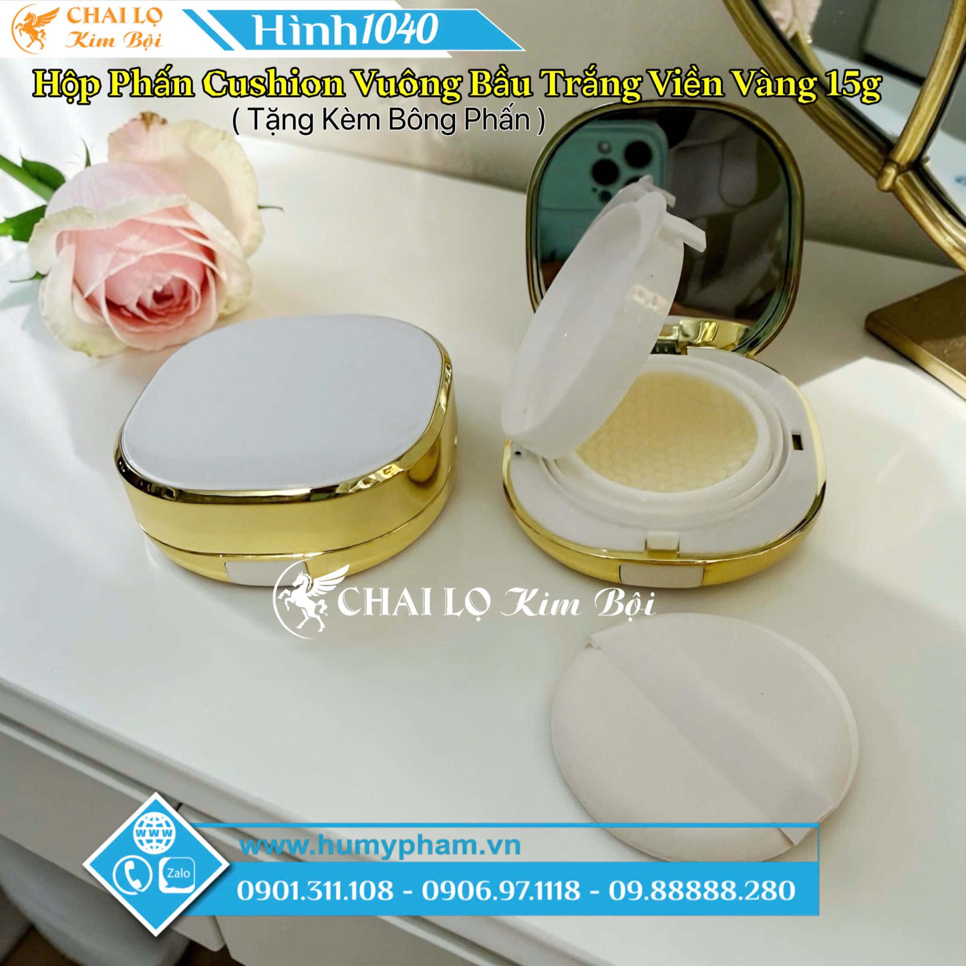  HỘP PHẤN CUSHION VUÔNG BẦU VIỀN VÀNG 15g