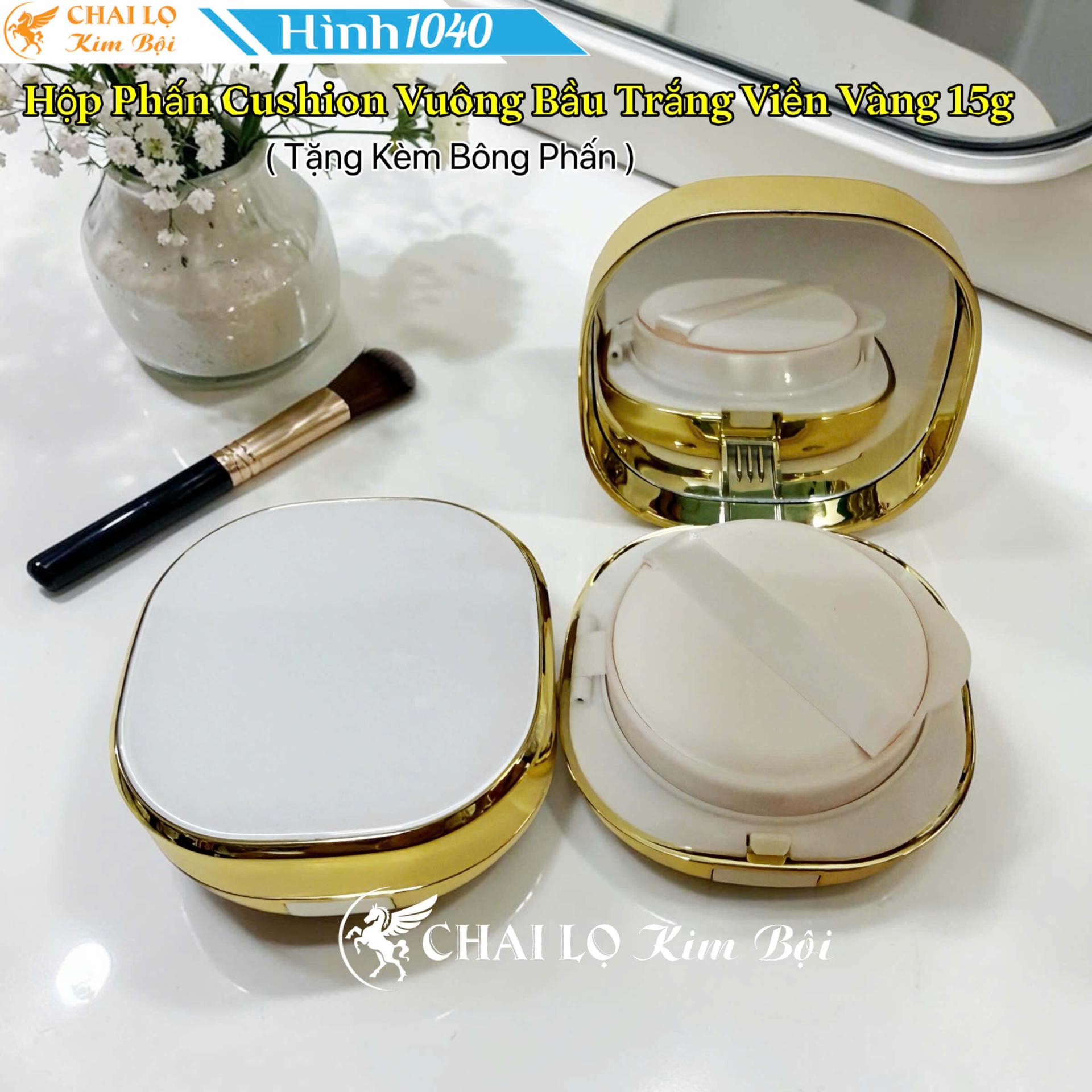  HỘP PHẤN CUSHION VUÔNG BẦU VIỀN VÀNG 15g