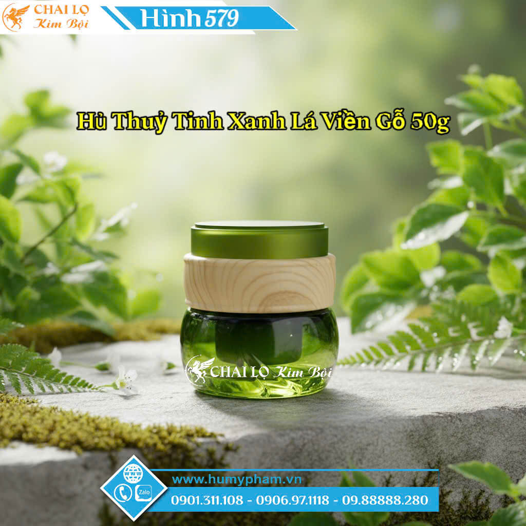 BỘ CHAI XỊT & HỦ THỦY TINH XANH LÁ NẮP VIỀN GỖ
