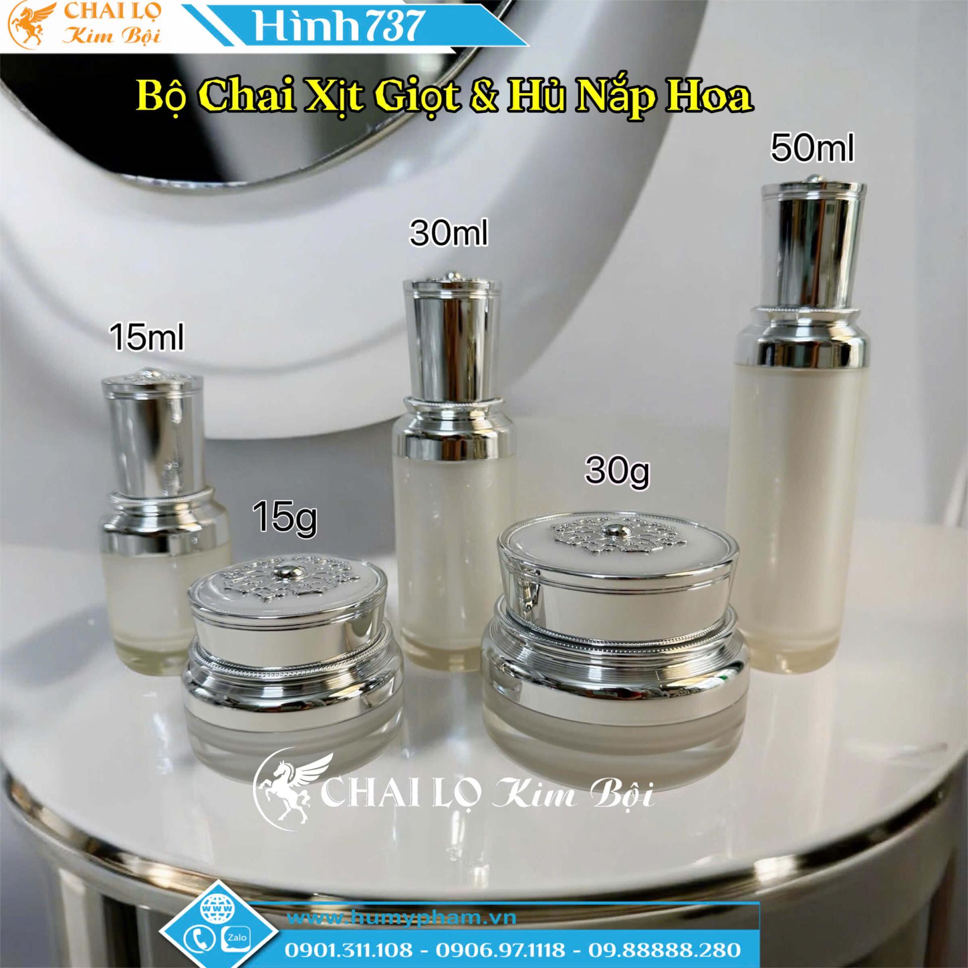 bộ chai lọ nắp hoa tuyết