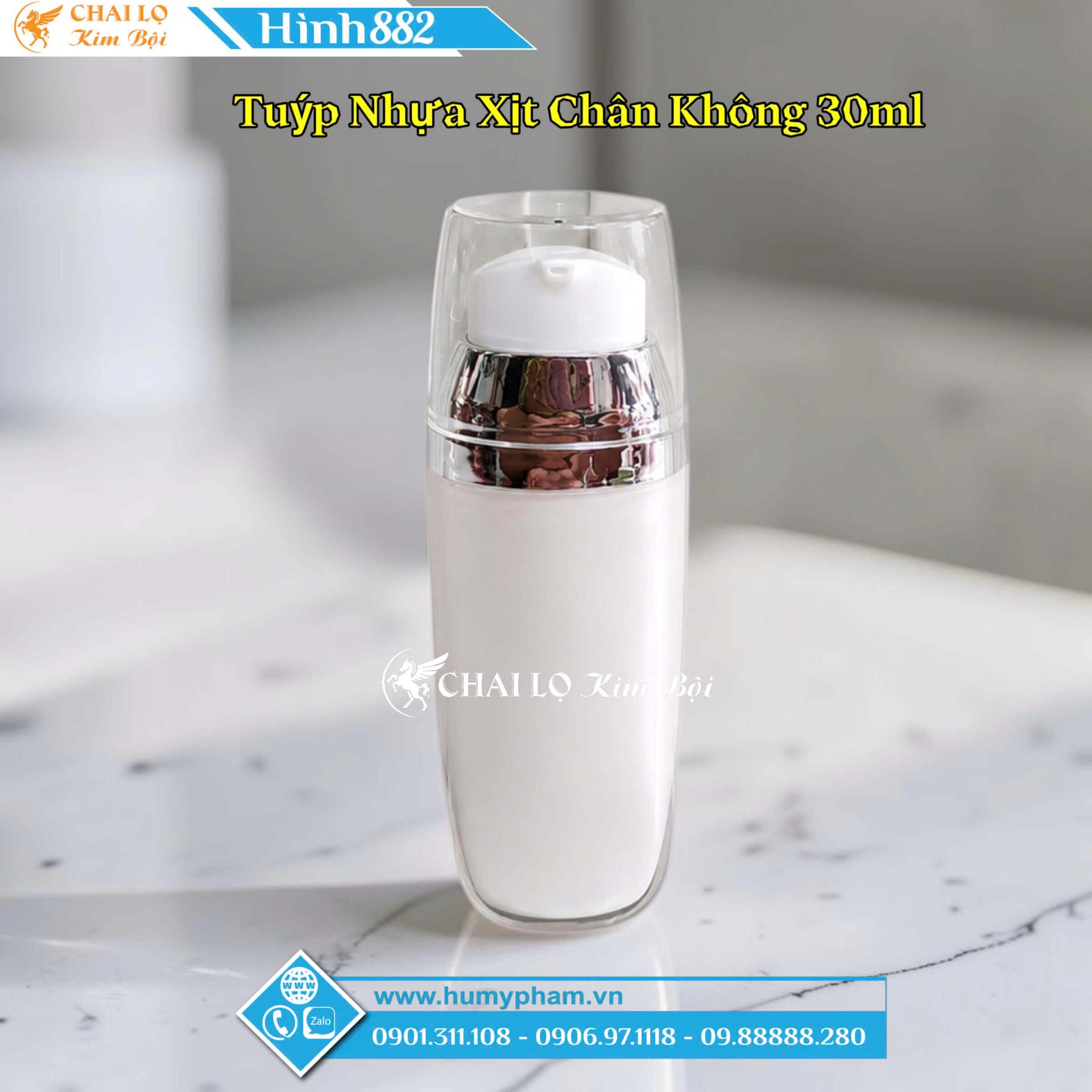tuýp nhựa xịt chân không 30ml trắng