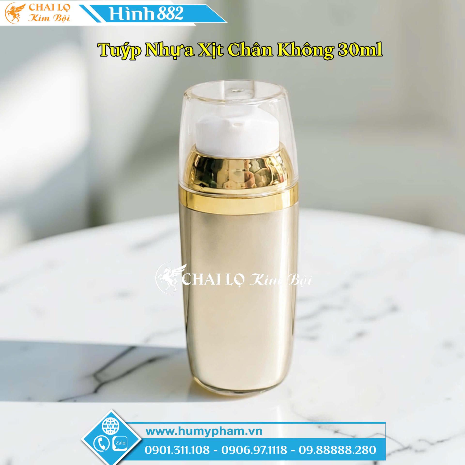 tuýp nhựa xịt chân không 30ml vàng