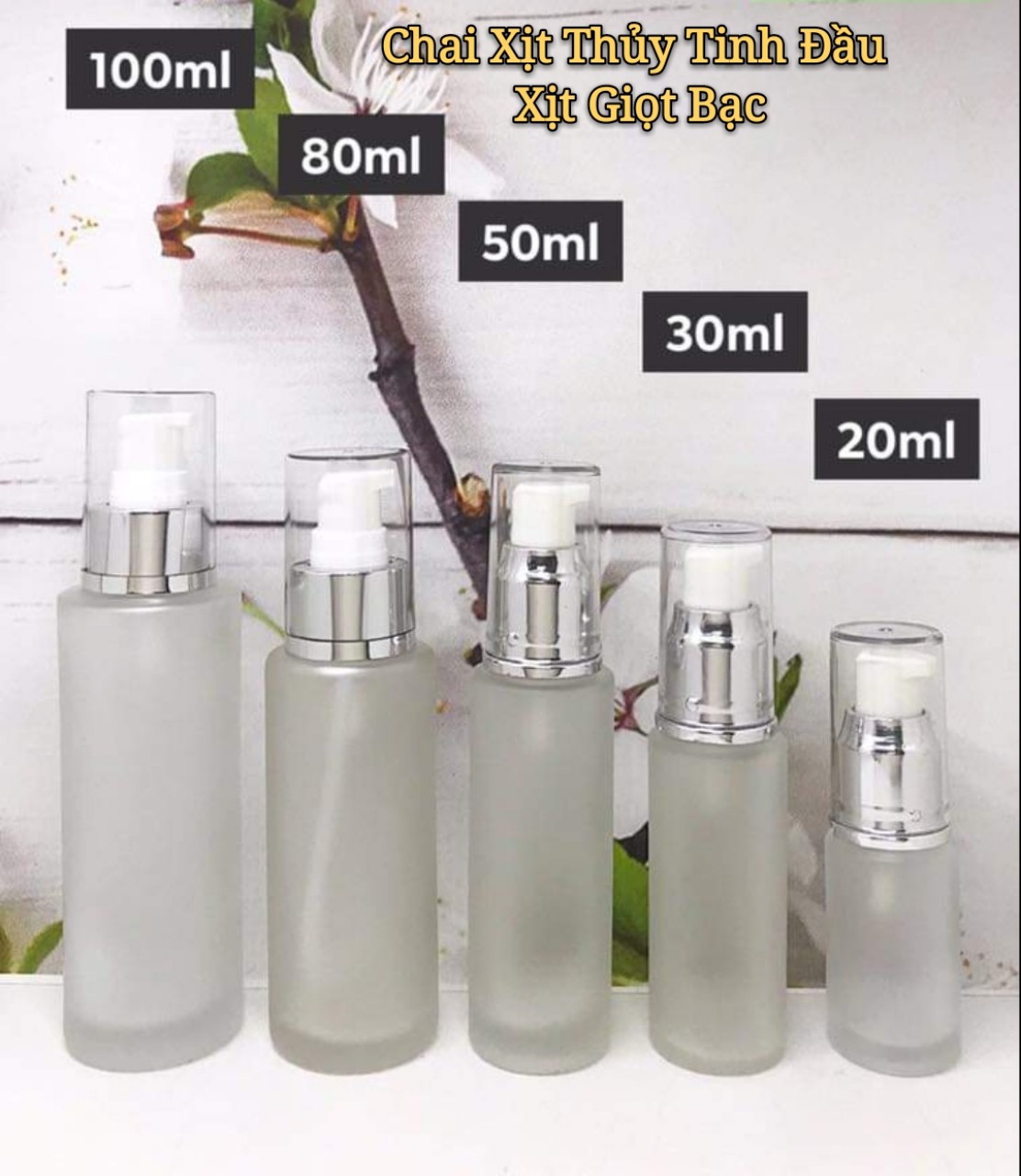 chai xịt thủy tinh nắp bạc