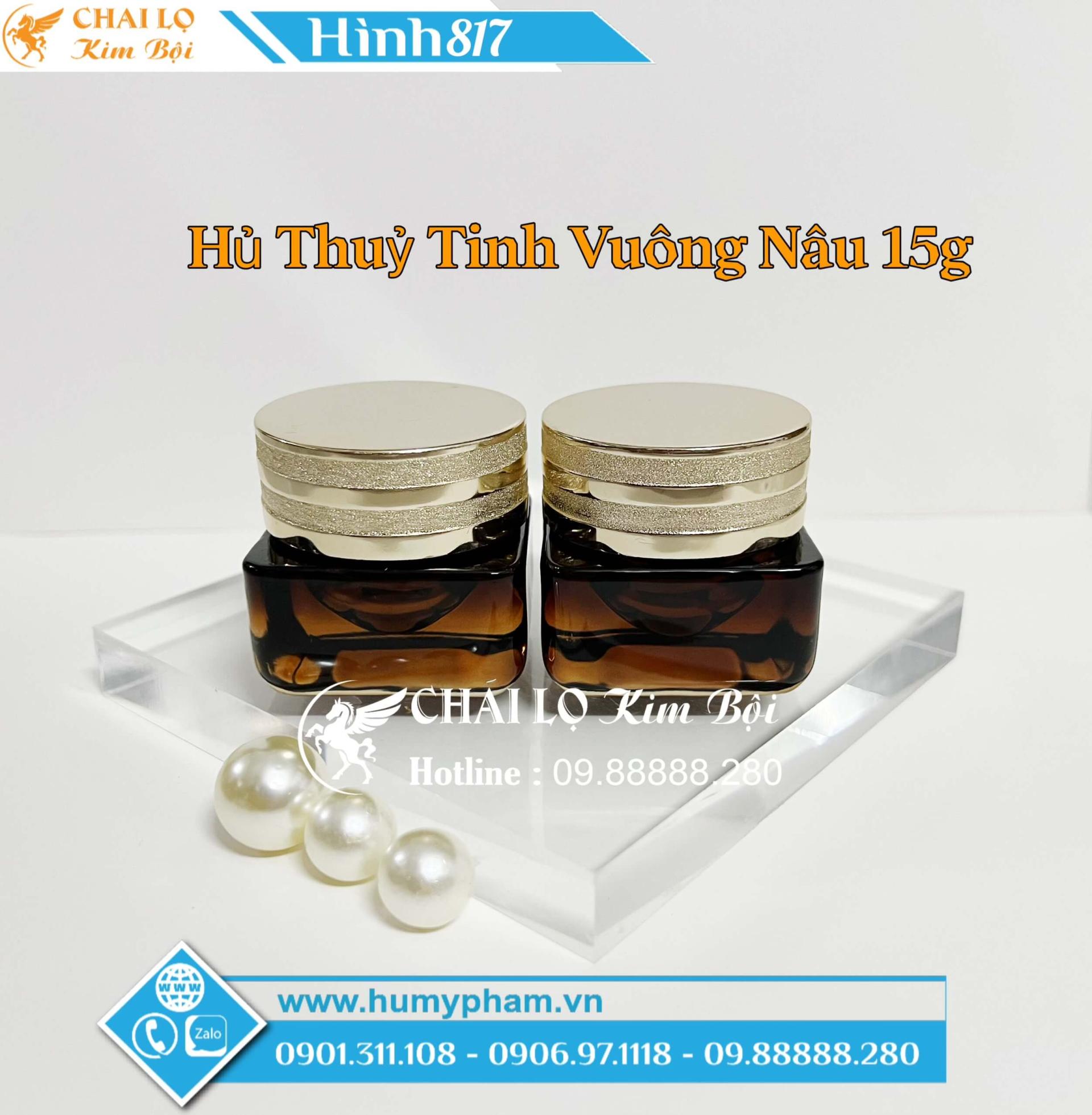 hủ thủy tinh nâu vuông 15g