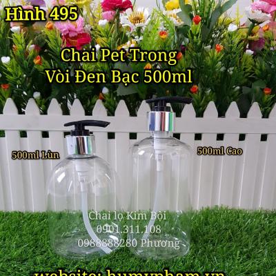 CHAI PET TRONG VÒI XỊT ĐEN BẠC 500ML