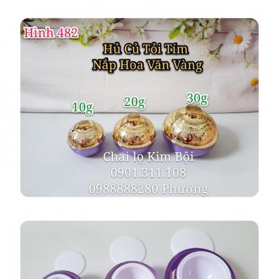 Hủ Củ Tỏi Tím Nắp Hoa Văn Vàng