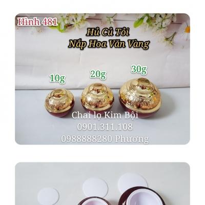 Hủ đựng kem face- Củ Tỏi Đỏ Nắp Hoa Văn Vàng