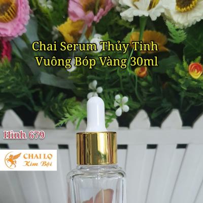 CHAI SERUM THỦY TINH VUONG BÓ VÀNG 30ML