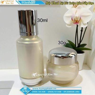 BỘ CHAI XỊT VÀ HỦ TRÒN BẦU NẮP BẠC CAO CẤP