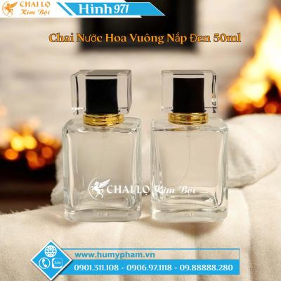Chai Nước Hoa Vuông Nắp Đen 50ml