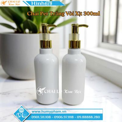 CHAI PET TRẮNG VÒI KHÓA VÀNG 300ml