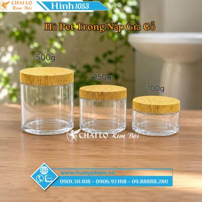 HỦ PET TRONG NẮP GIẢ GỖ 100g - 250g -500g