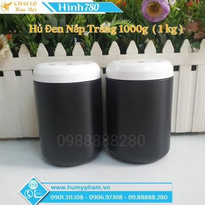 HỦ ĐEN NẮP TRẮNG 1Kg( 1000g)