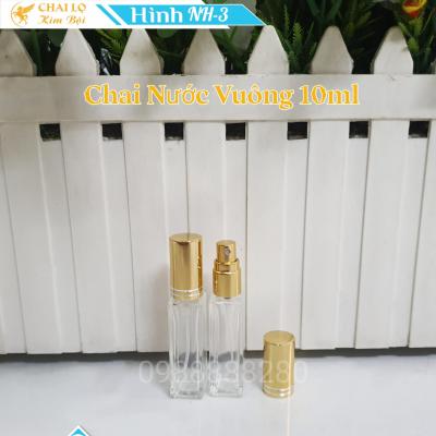 CHAI CHIẾT NƯỚC HOA VUÔNG NẮP VÀNG 10ML