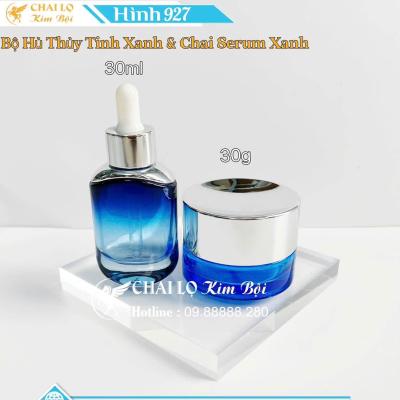 BỘ HỦ THỦY TINH & CHAI SERUM XANH
