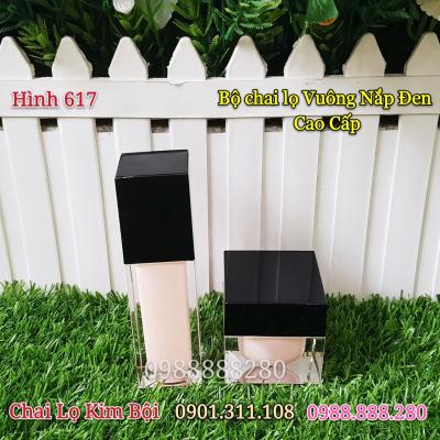 BỘ CHAI LỌ VUÔNG NẮP ĐEN