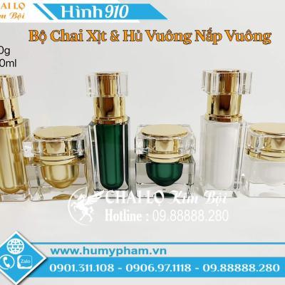 SÉT BỘ CHAI XỊT & HỦ VUÔNG NẮP VUÔNG CAO CẤP