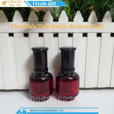 Chai Thủy Tinh Bầu Đỏ Xịt Giọt 60ml