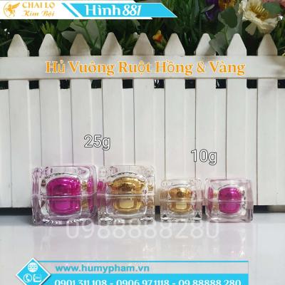 HỦ VUÔNG RUỘT HỒNG & VÀNG 10g VÀ 25g